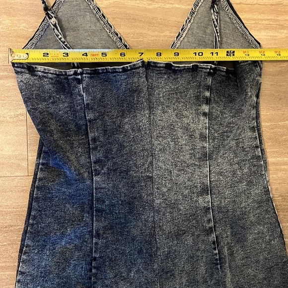 Denim Lace Front Mini Dress - Picture 11 of 12